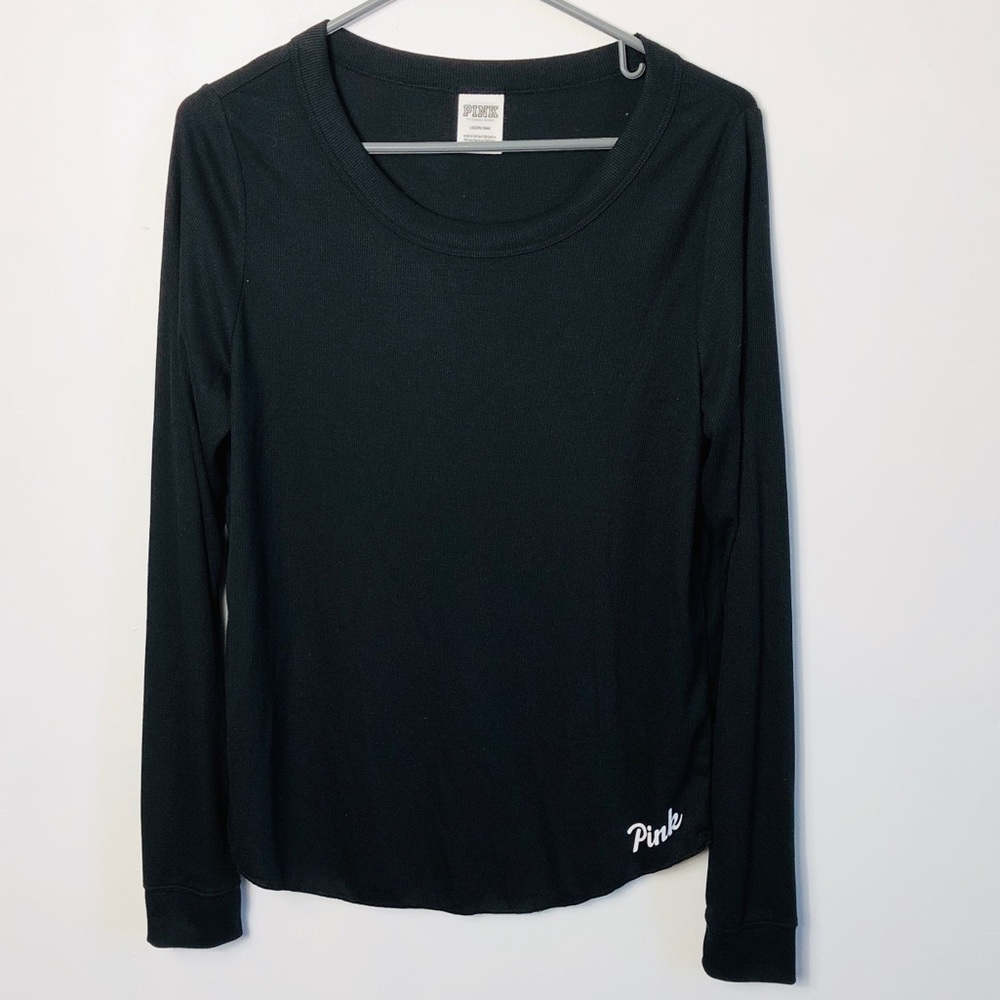 Victoria Secret Pink black ribbed top size large